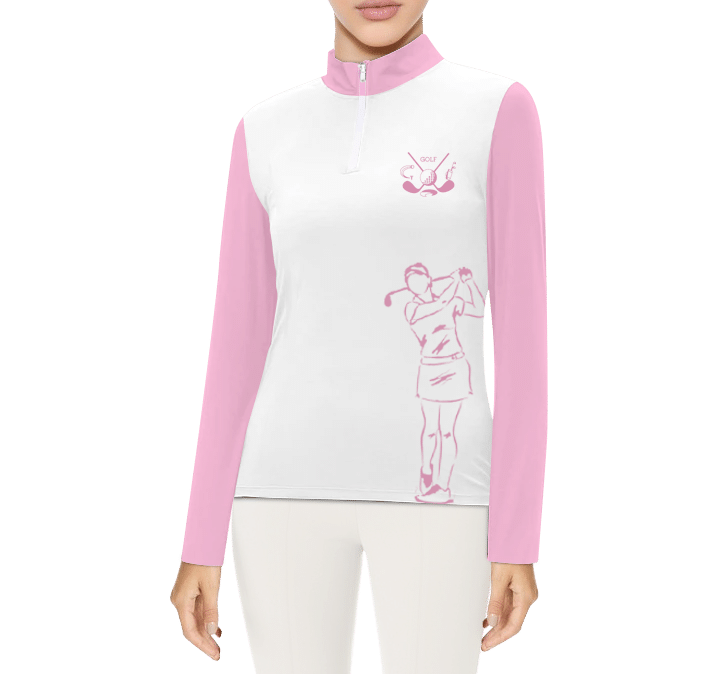 Womens Long Sleeve  Low Collar Golf Polo Shirt