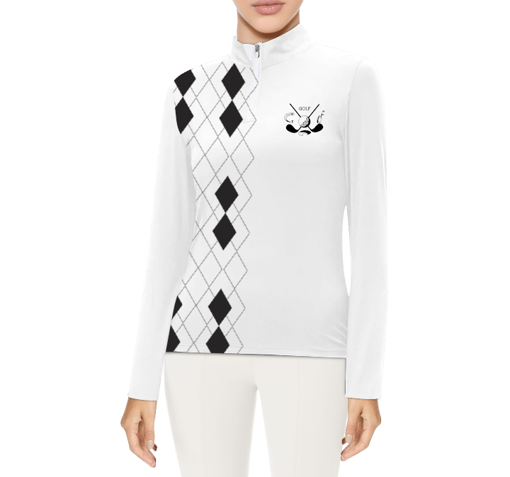 Womens Long Sleeve  Low Collar Golf Polo Shirt