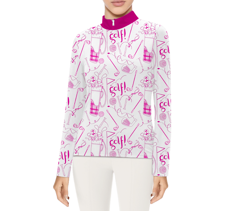 Womens Playing Golf Long Sleeve Low Collar Golf Polo Shirt