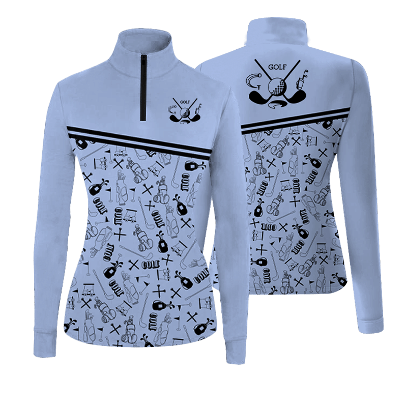 Womens Stick figures Print Long Sleeve Golf Polo Casual Shirt