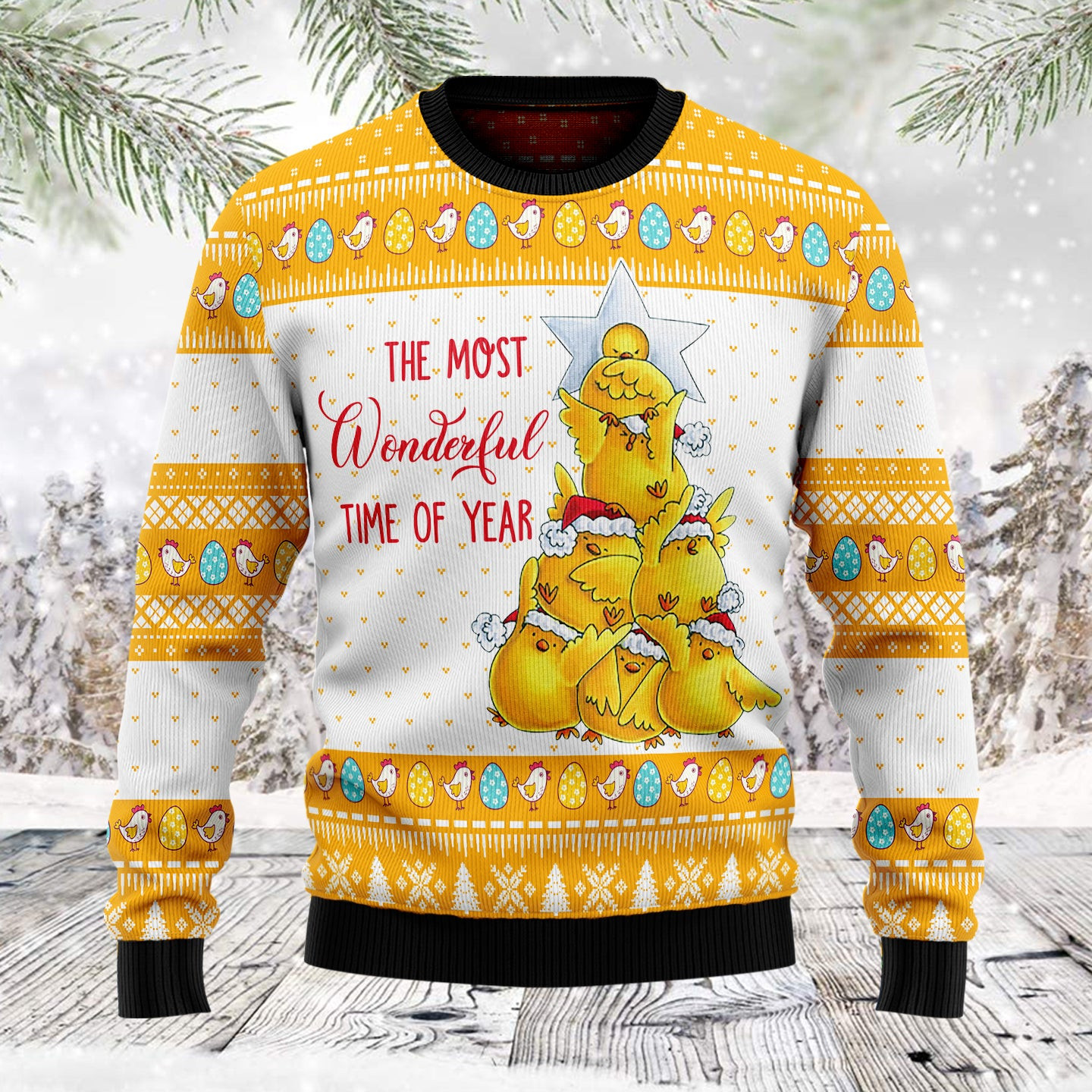 Wonderful Time Chicken Ugly Christmas Sweater