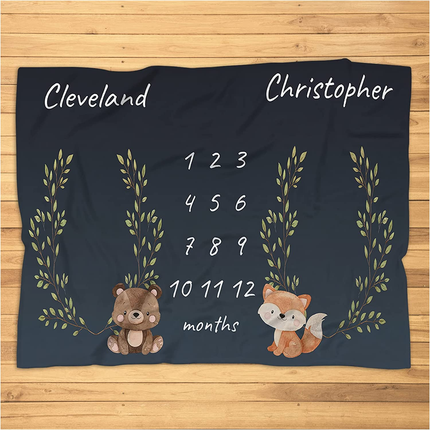 Woodland Twins Baby Milestone Blanket