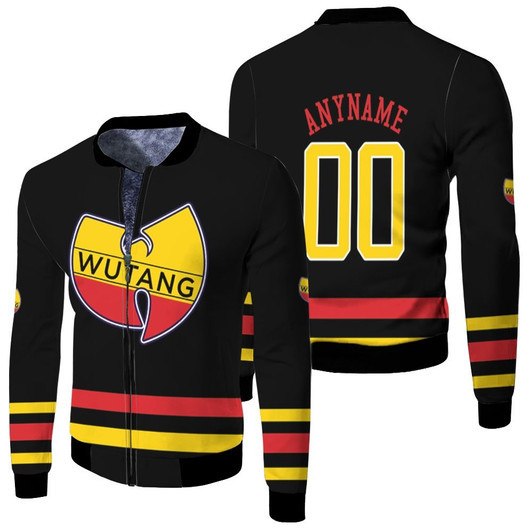 Wu-Tang Clan Hip Hop Group Red And Yellow Logo Black Fleece Bomber Jacket