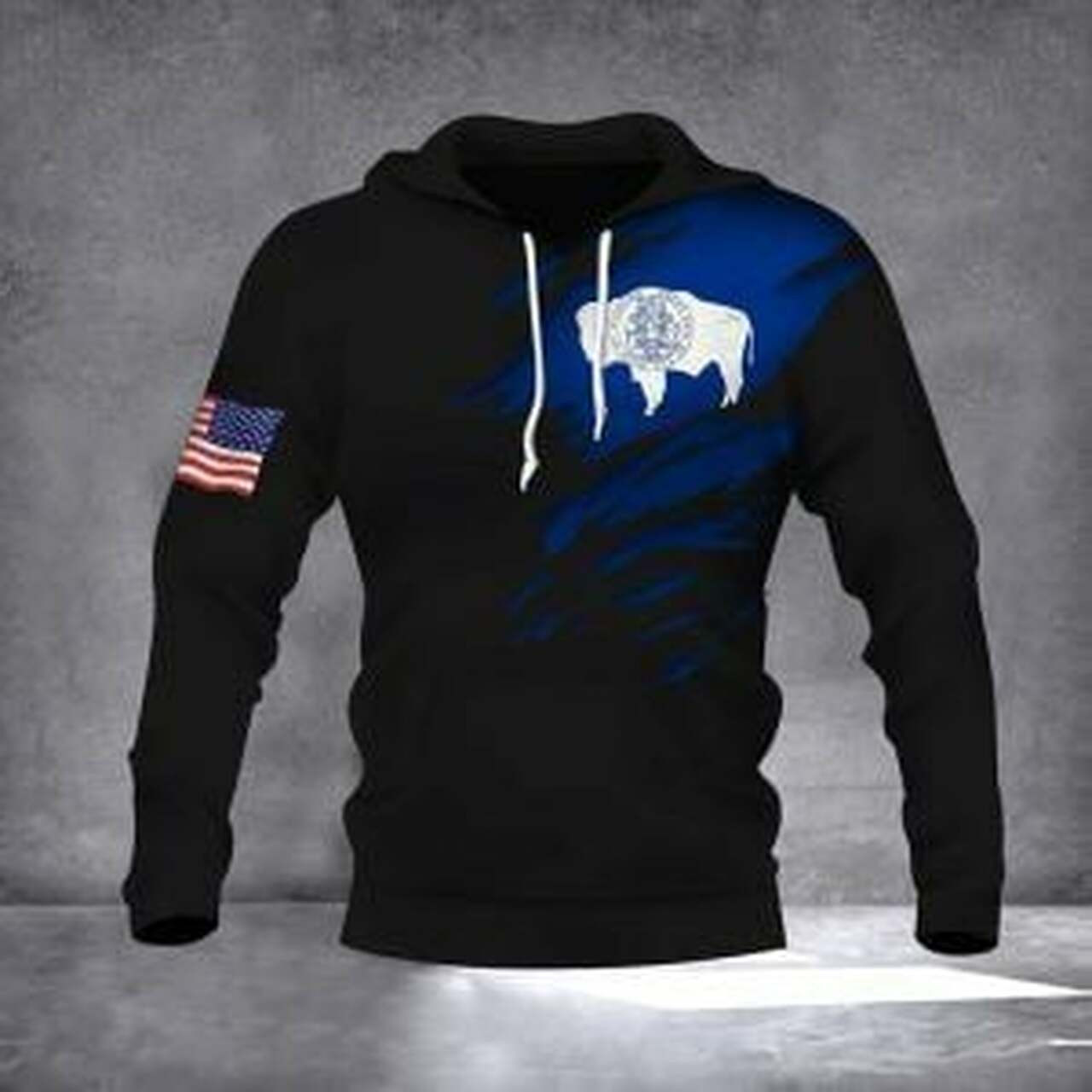 Wyoming Flag And Us American Flag 3d All Over Print Hoodie