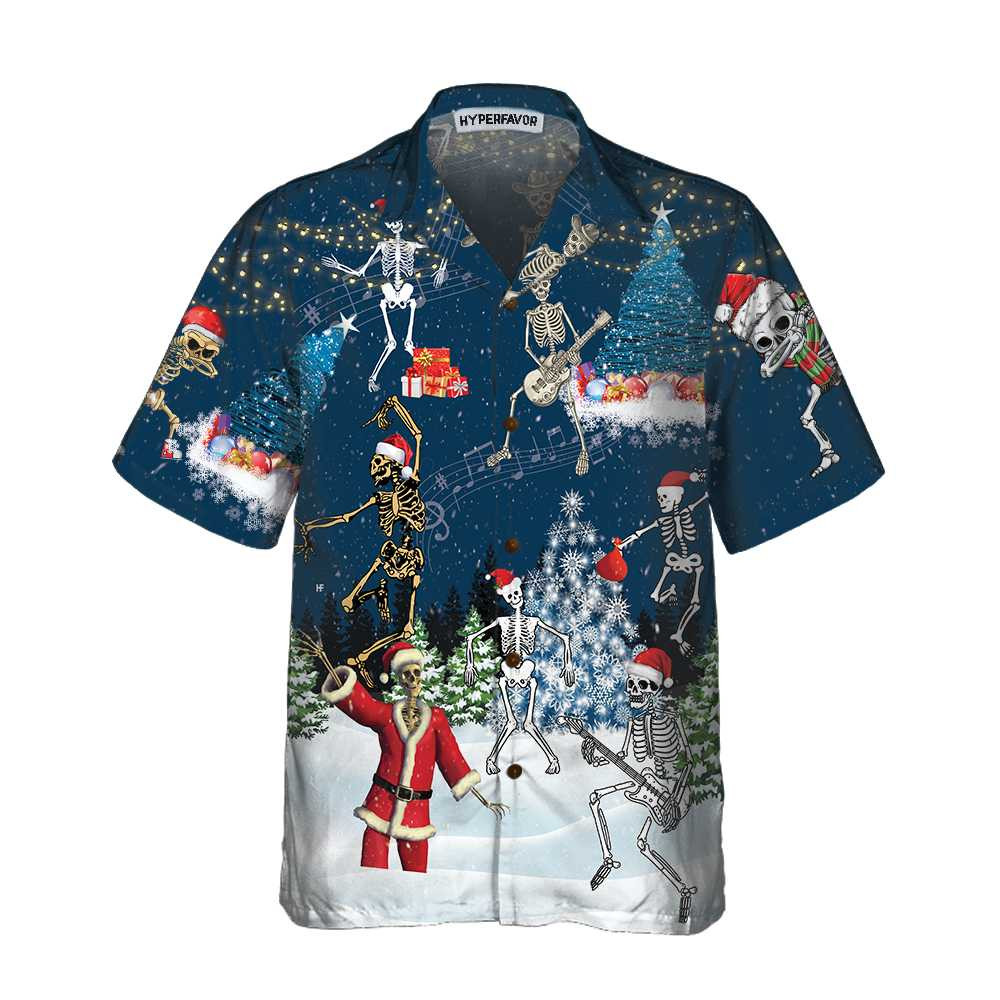 X-Ray Christmas Dancing Skeletons Hawaiian Shirt Funny Christmas Shirt Gift For Christmas