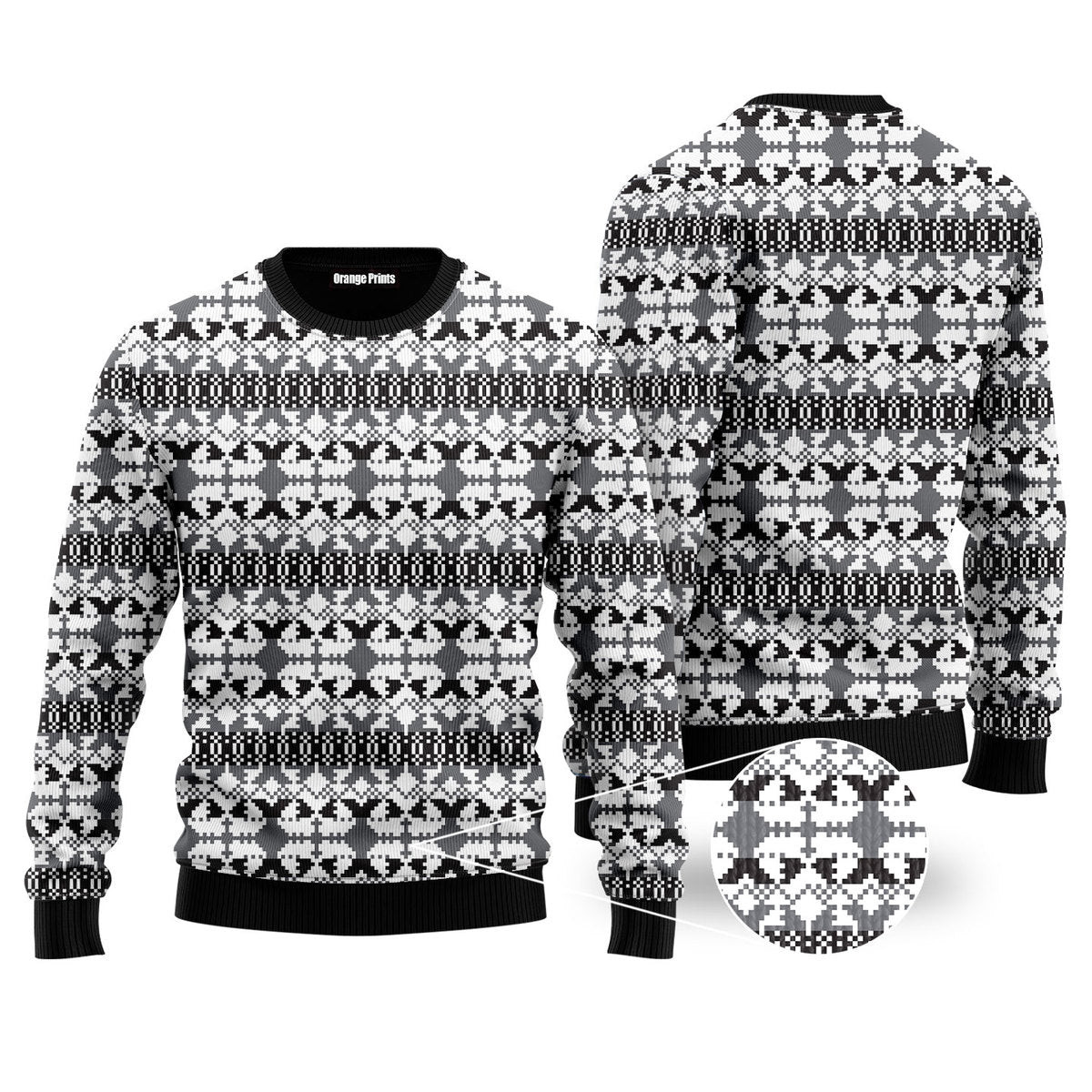 Xmas Knit Style Black And White Ugly Christmas Sweater Ugly Sweater For Men Women