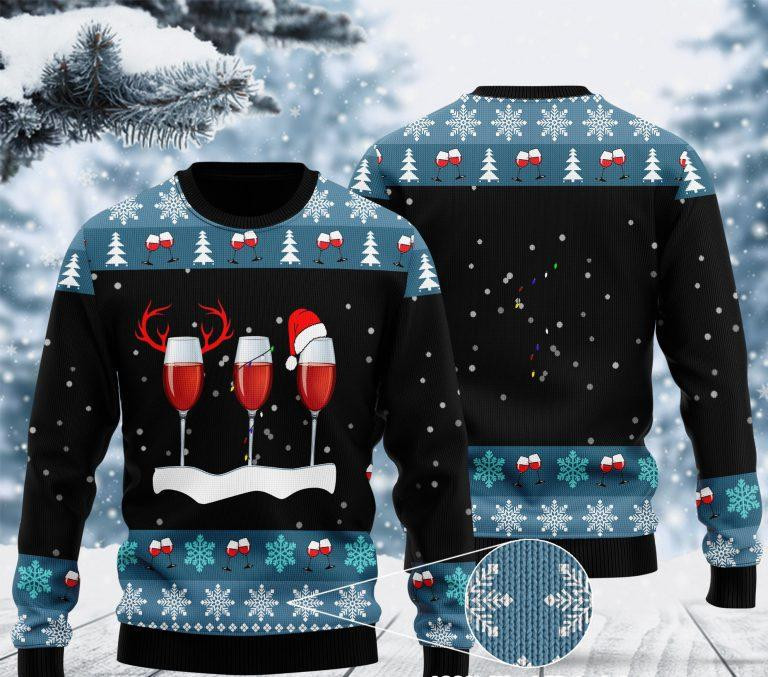 Xmas With Red Wine Ugly Christmas Sweater Ugly Sweater For Men Women