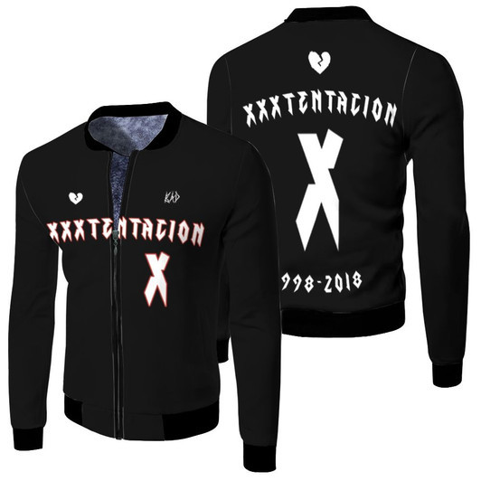 Xxxtentacion 1998-2018 American Rapper Official Logo Black Gradient Fleece Bomber Jacket