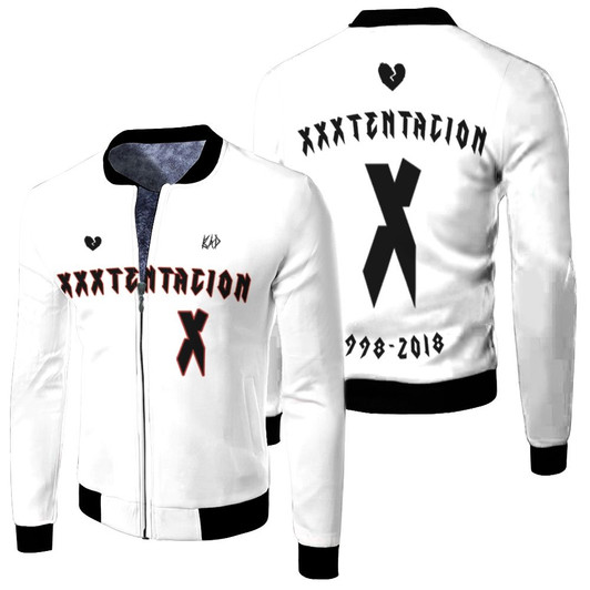 Xxxtentacion 1998-2018 American Rapper Official Logo White Gradient Fleece Bomber Jacket