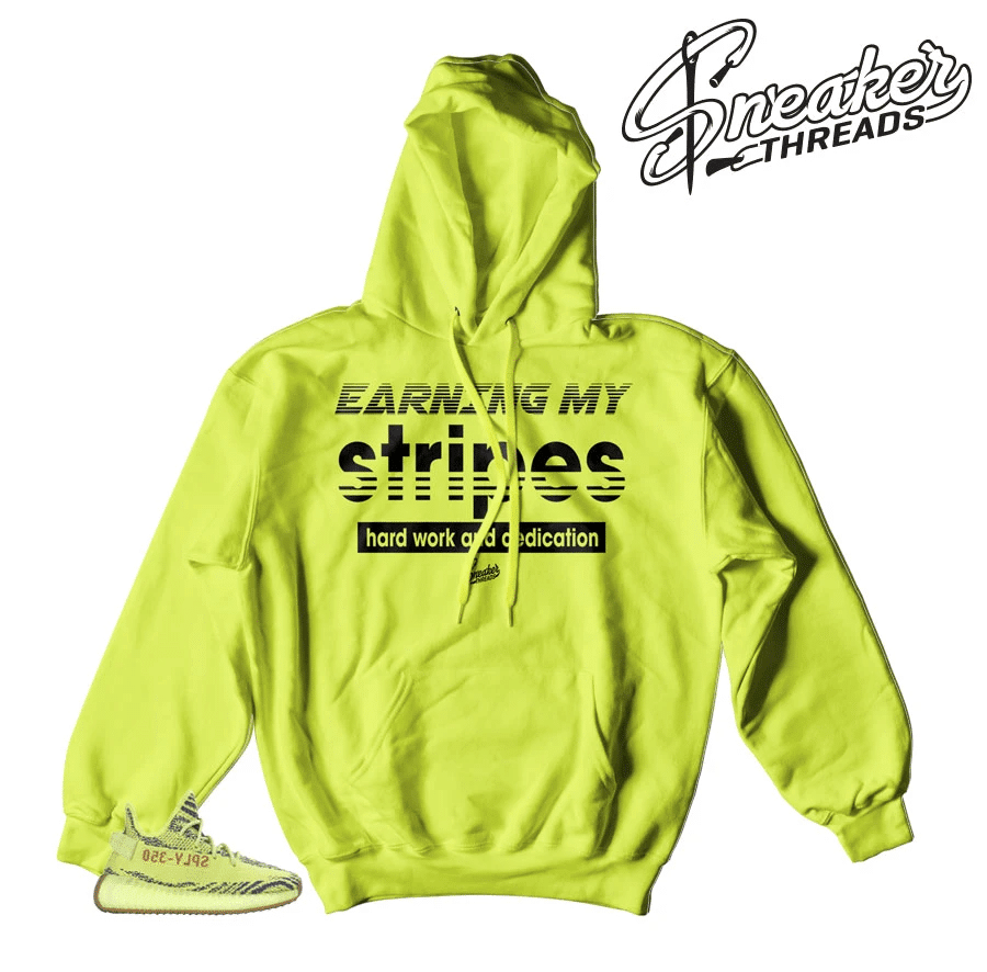Yeezy Boost Frozen Yellow Earning My Stripes Hoodie Outfit