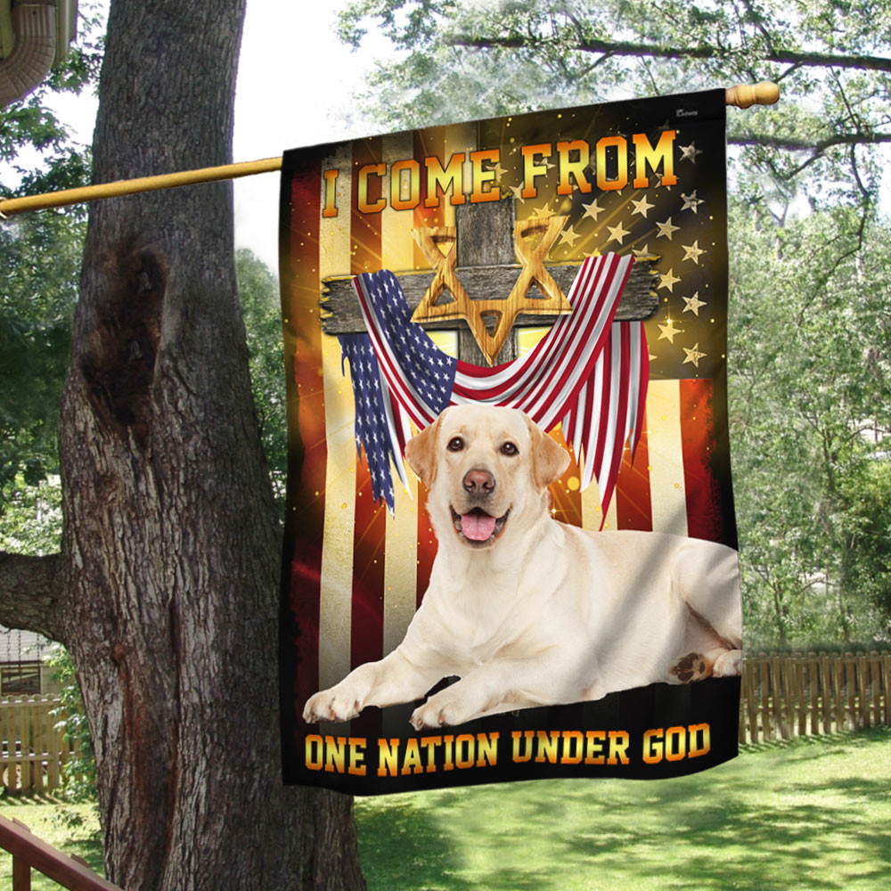 Yellow Labrador Retriever Dog Flag One Nation Under God Jesus Flag Christian's Flag