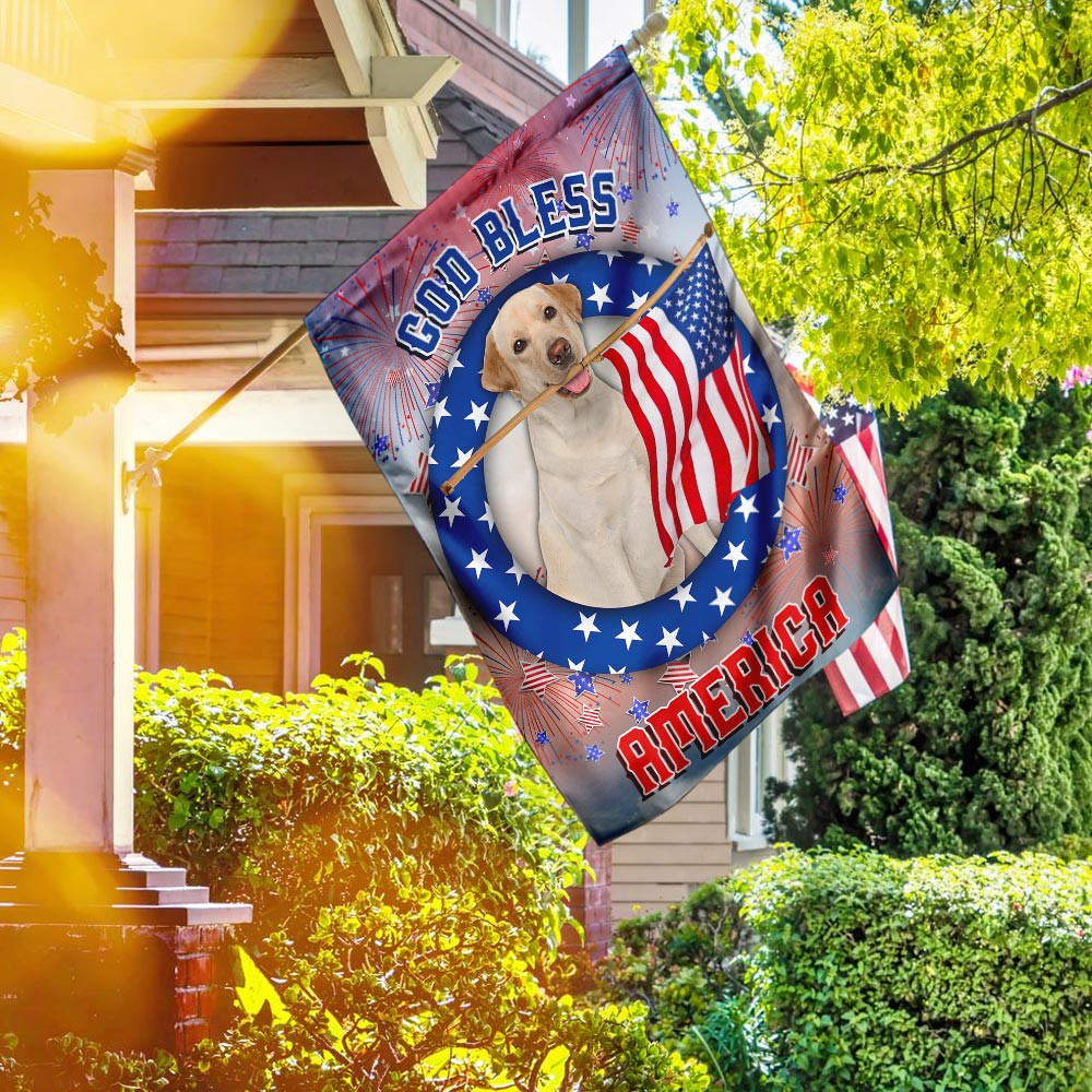 Yellow Labrador Retriever God Bless America Independence Day Flag Fourth July Flag Patriotic Flag