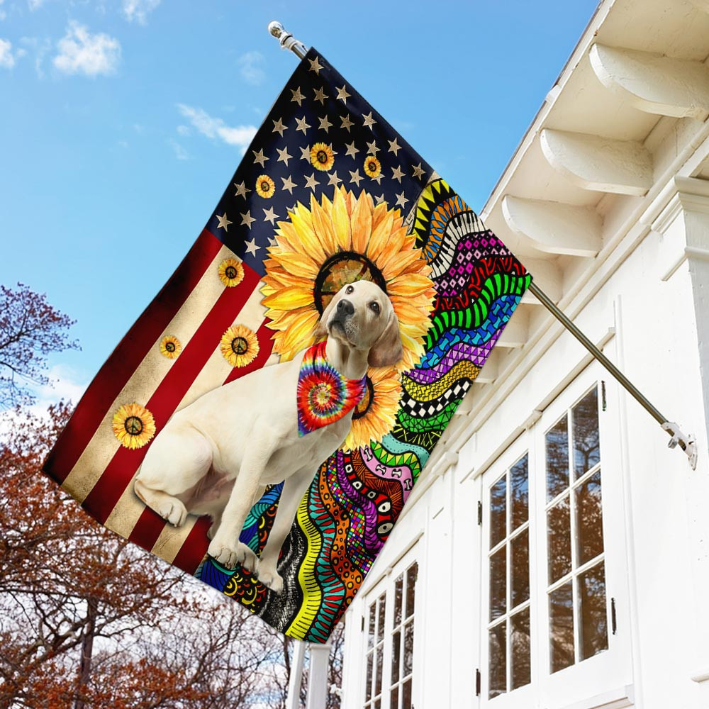 Yellow Labrador Retriever Hippie And American Flag Hippie Soul Flag Bohemian Flag