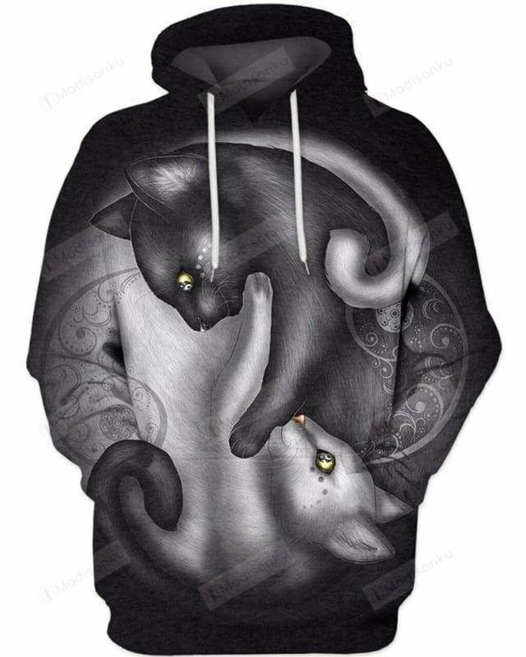 Yin Yang Cats 3d All Over Print Hoodie, Zip-up Hoodie