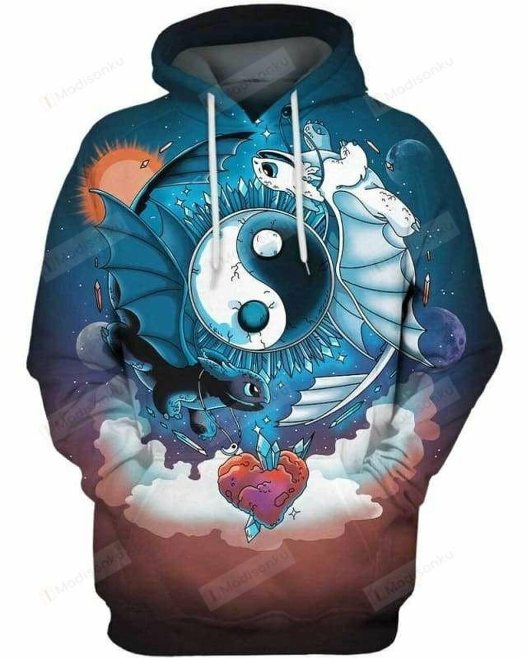 Ying Yang Dragons 3d All Over Print Hoodie