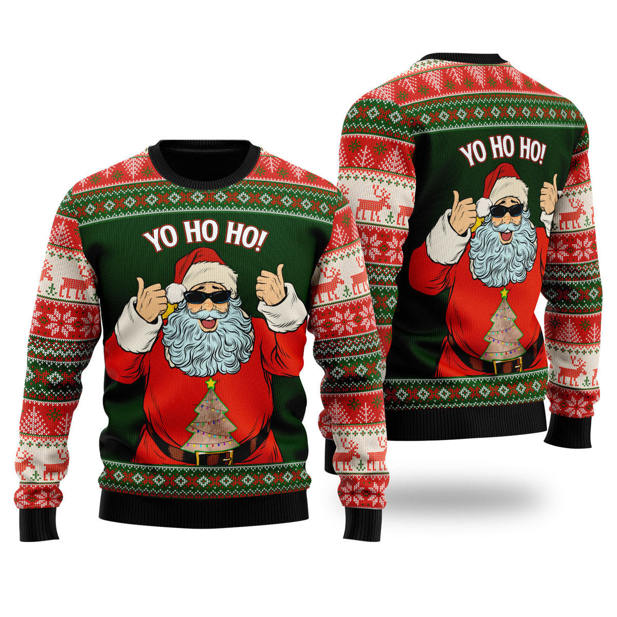 Yo Ho Ho Santa Sunglasses Funny Ugly Christmas Sweater Ugly Sweater For Men Women