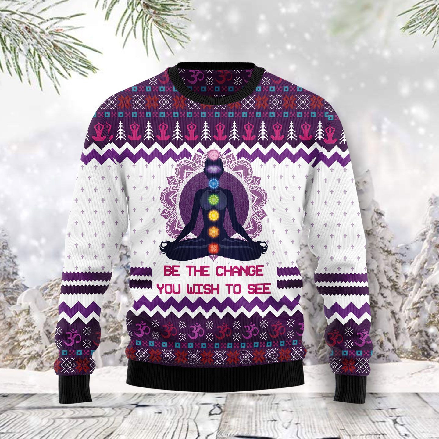 Yoga Be The Change Ugly Christmas Sweater Ugly Sweater For Men Women, Holiday Sweater