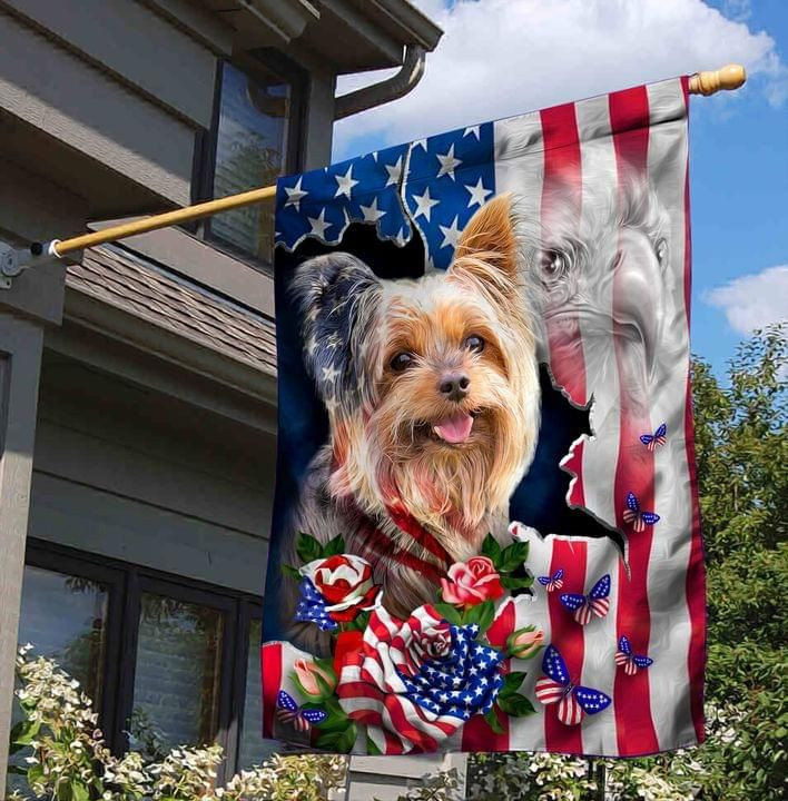 Yorkie Proud Nation Dog Lover American Flag Garden Flag House Flag