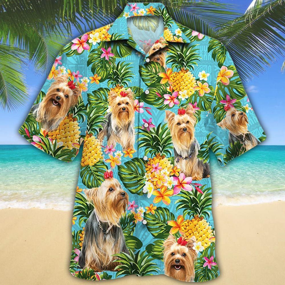 Yorkshire Terrier Dog Lovers Pineapple Aloha Hawaiian Shirt Colorful Short Sleeve Summer Beach Casual Shirt For Men And Women