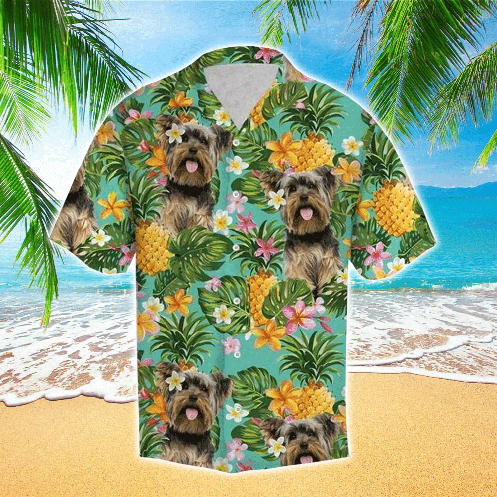 Yorkshire Terrier Green Amazing Design Unisex Hawaiian Shirt for Men and Women