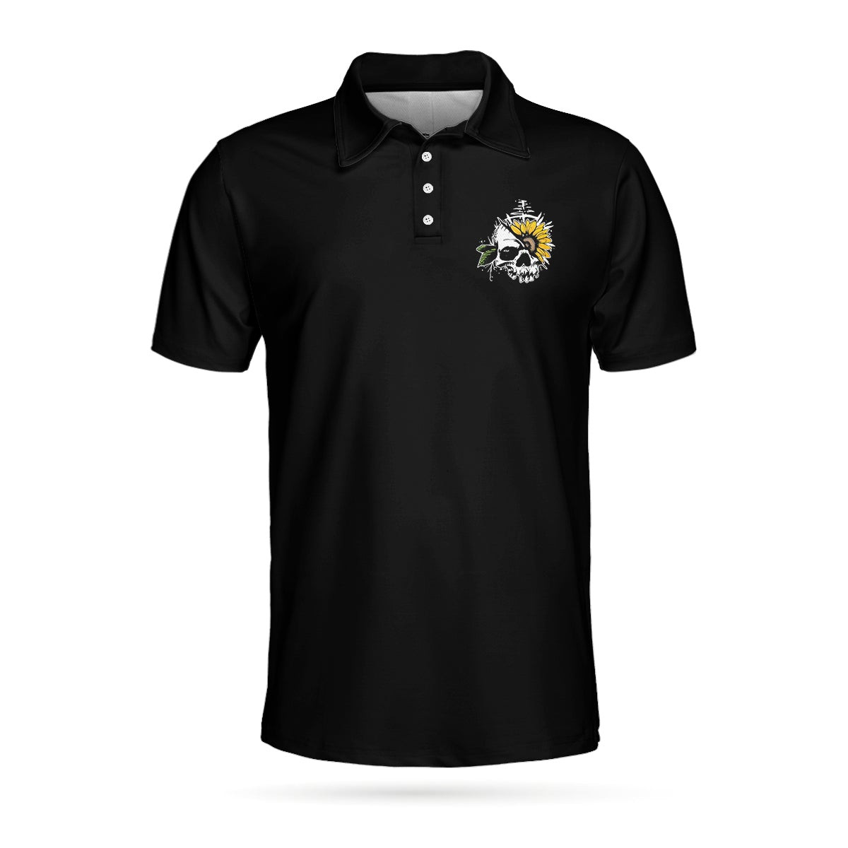 You Are My Sunshine Skull Sunflower Polo Shirt Simple Black Polo Shirt For Men And Women