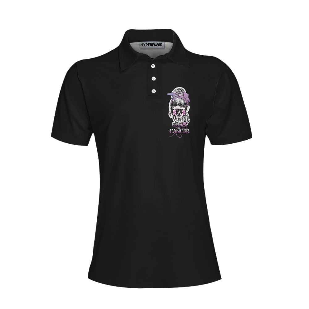 You Mess With The Wrong One Fck Cancer V2 Short Sleeve Women Polo Shirt