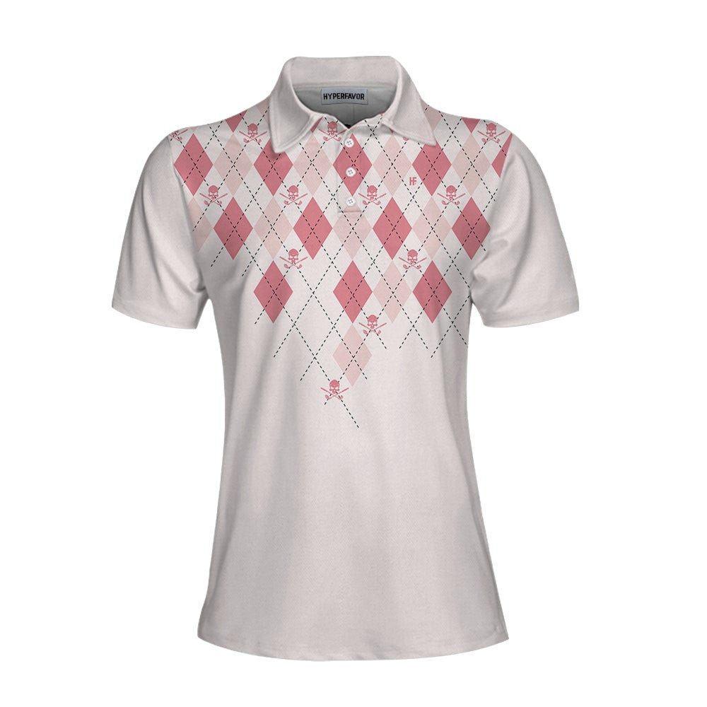 You Say Girls Cant Golf I Say Watch Me Short Sleeve Women Polo Shirt Light Pink Argyle Pattern Shirt For Ladies