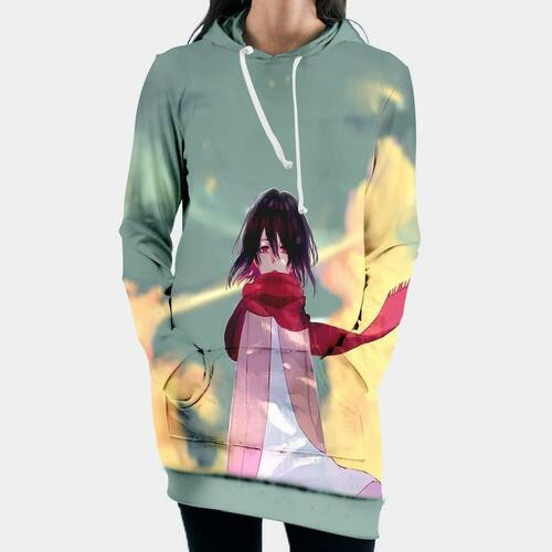 Young Mikasa Ackerman Staring 3d Hoodie Dress Sweater Dress Sweatshirt Dress Hoodie