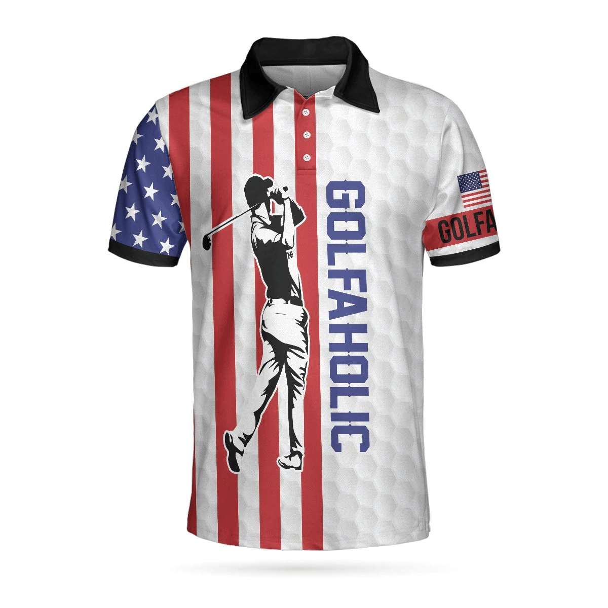 Your Hole Is My Goal Golfaholic American Flag Polo Shirt Patriotic Golf Shirts Short Sleeve Polo For Men