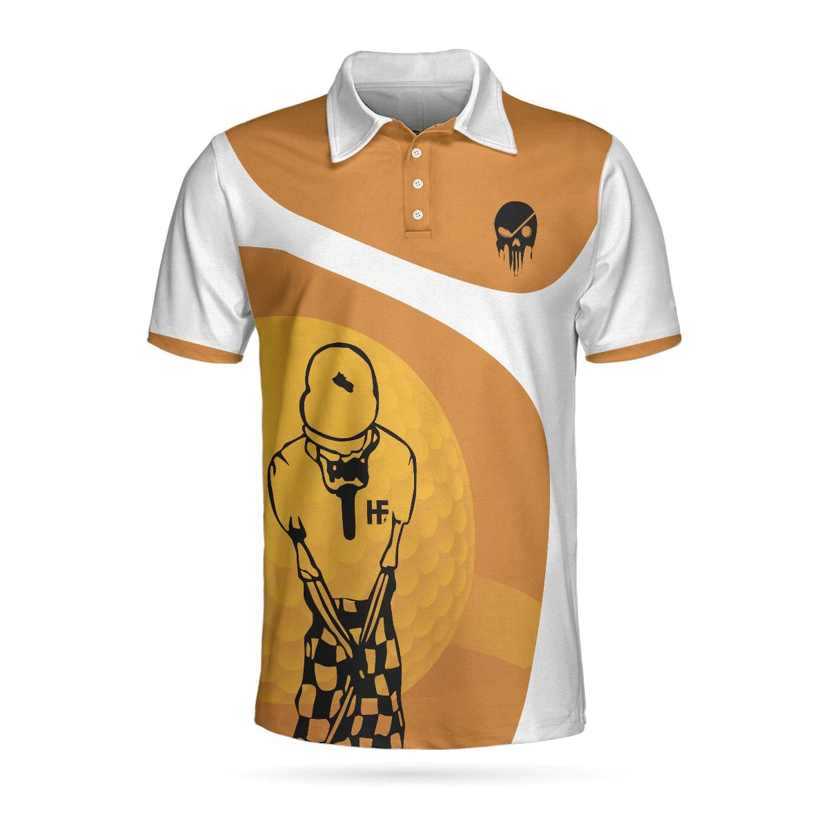 Your Hole Is My Goal Skull Polo Shirt Light Brown Skeleton Golfer Polo Shirt Best Golf Shirts Short Sleeve Polo For Men