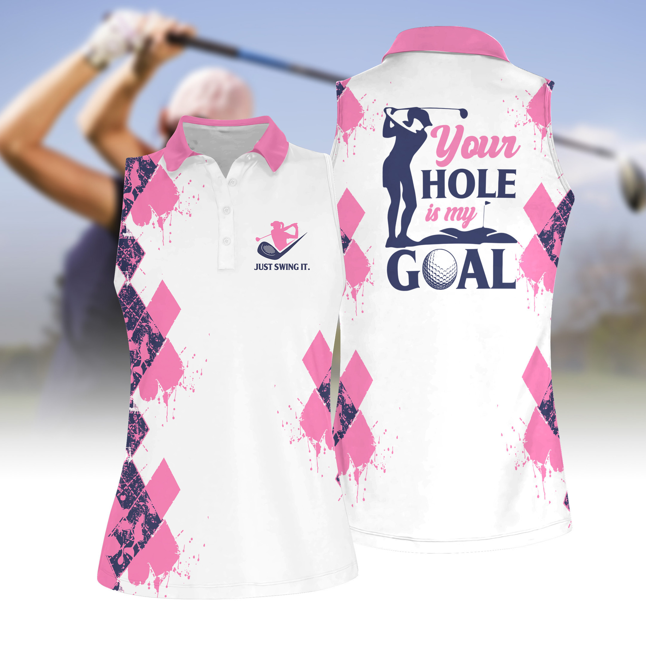 Your Hole Is My Goal Women Short Sleeve Polo Shirt Sleeveless Polo Shirt