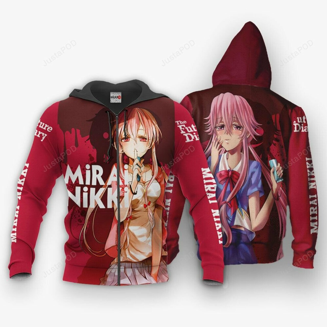 Yuno Gasai Future Diary Mirai Nikki 3d All Over Print Hoodie