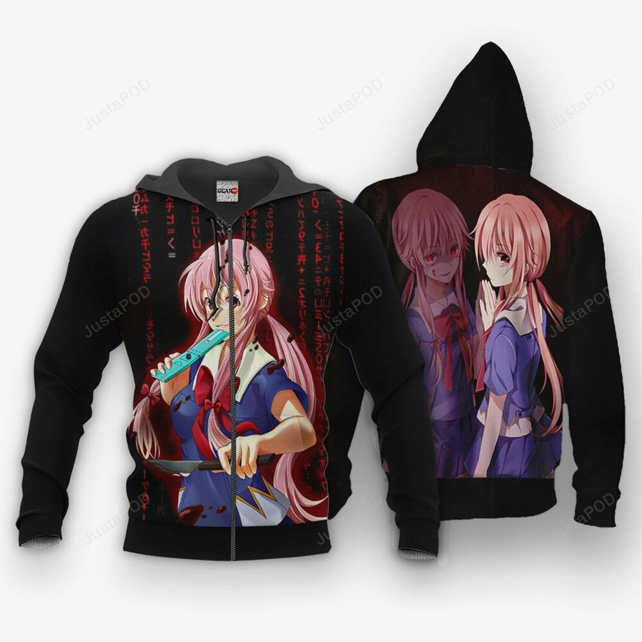 Yuno Gasai Future Diary Mirai Nikki Anime 3d All Over Print Hoodie