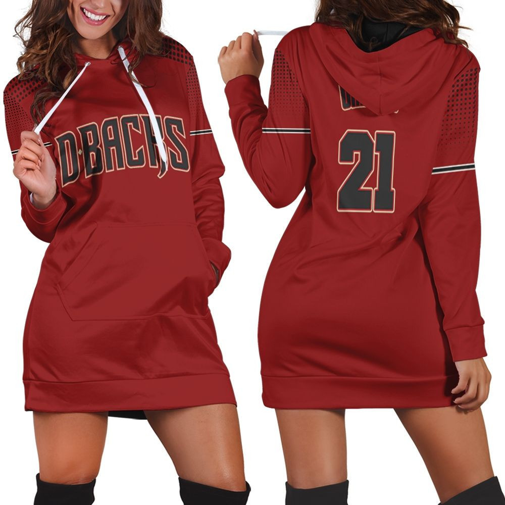 Zack Greinke Arizona Diamondbacks Sedona Red Black Jersey Inspired Style Hoodie Dress Sweater Dress Sweatshirt Dress