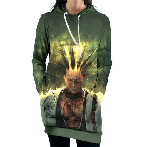 Zaraki Kenpachi Green Hooded Dress Bleach 3d Hoodie Dress Sweater Dress Sweatshirt Dress Hoodie