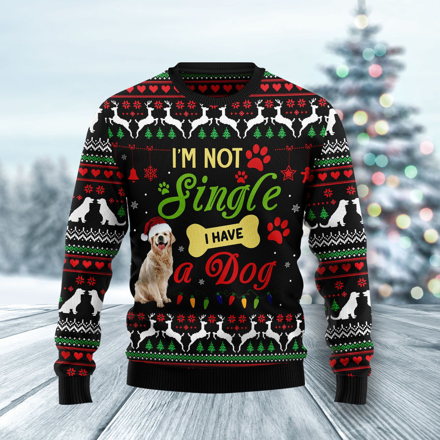 m Not Single I Have A Golden Retriever Ugly Christmas Sweater Ugly Sweater For Men Women