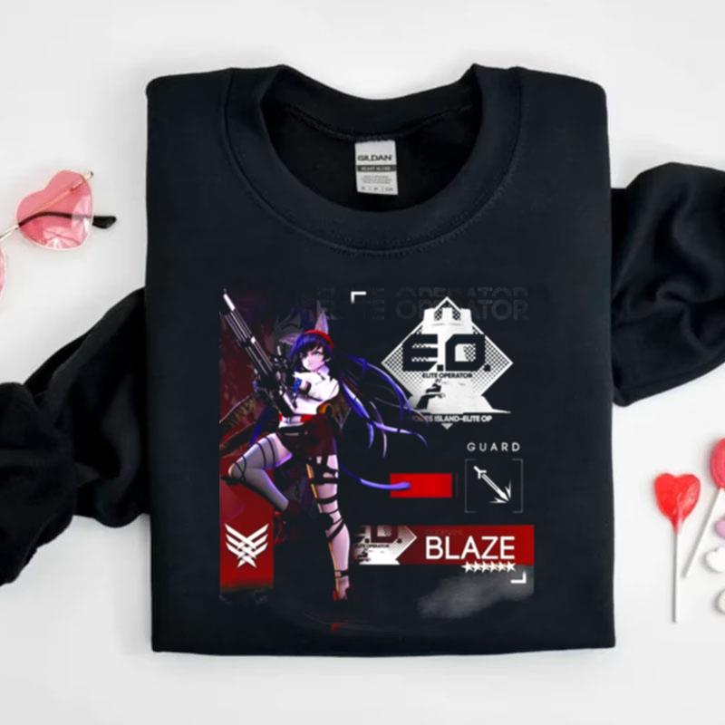 Blaze Arknights Anime Game Gacha Exusiai Logo Shirts