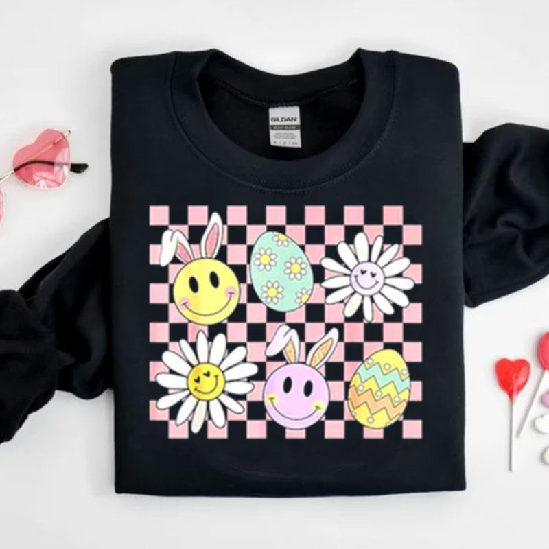 Easter Groovy Bunny Pastel Check Egg Shirts