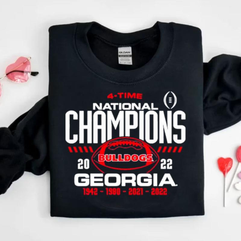 Georgia Bulldogs Blue 84 Women's Four Time College Football National Champions Overdye Shirts