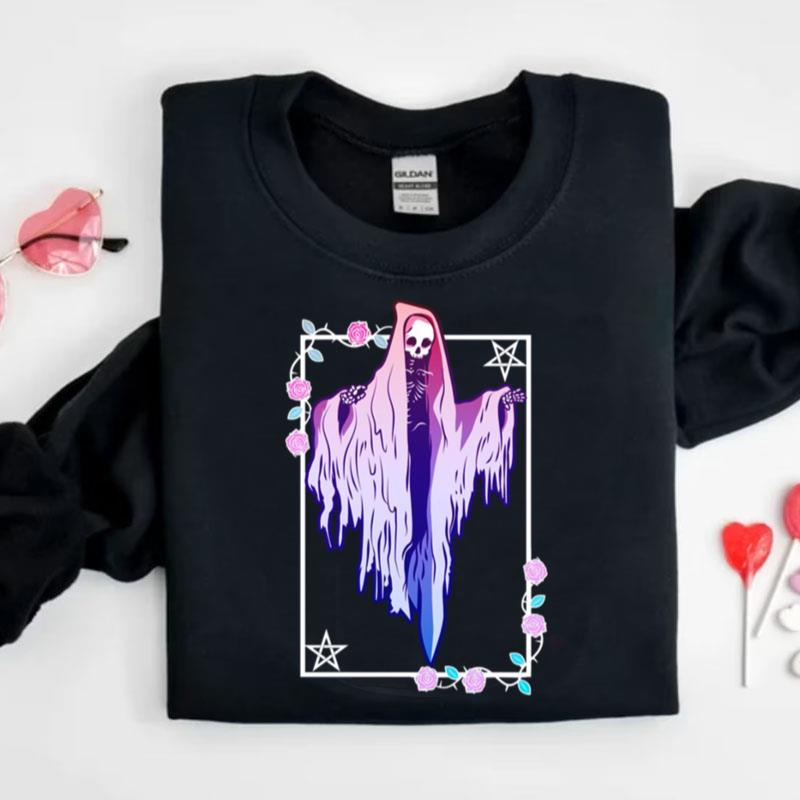 Ghost And Roses Wiccan Kawaii Pastel Goth Occult Emo Alternative Shirts