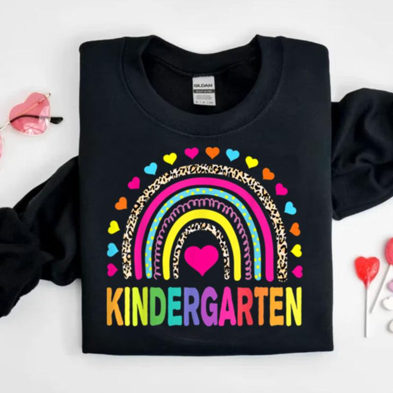 Leopard Rainbow Kindergarten Teacher First Day Of School Shirts