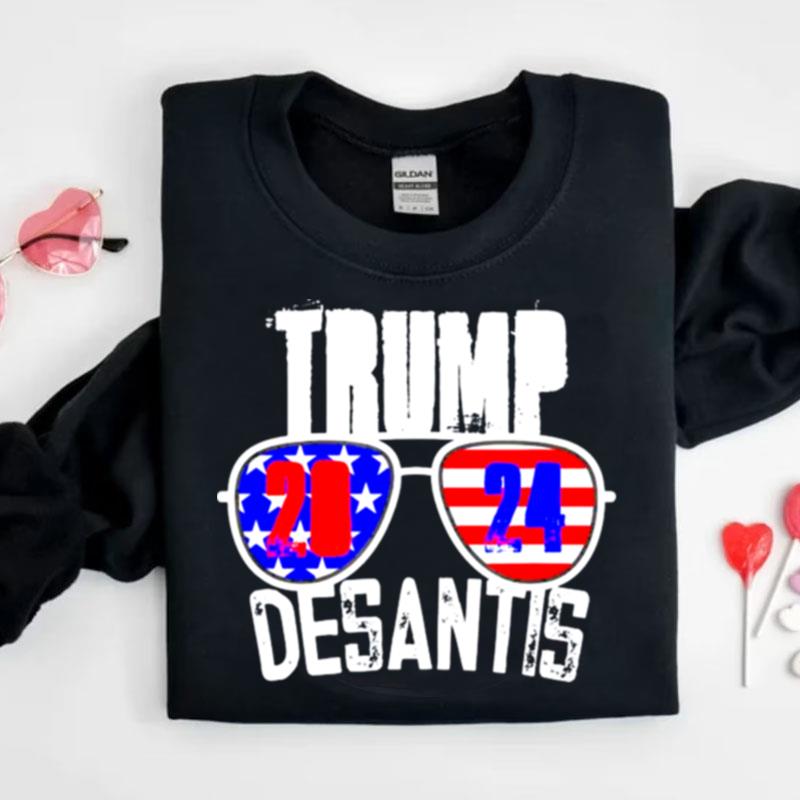Trump Desantis 2024 Cool Sunglasses American Flag Shirts
