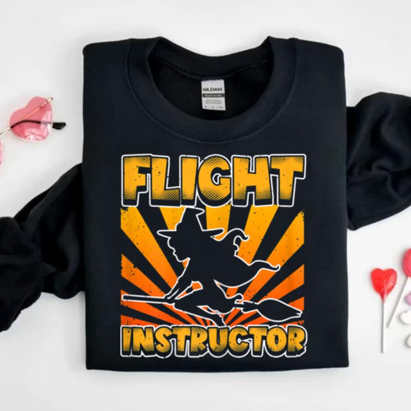Witch Flight Instructor Funny Halloween Women Design Shirts