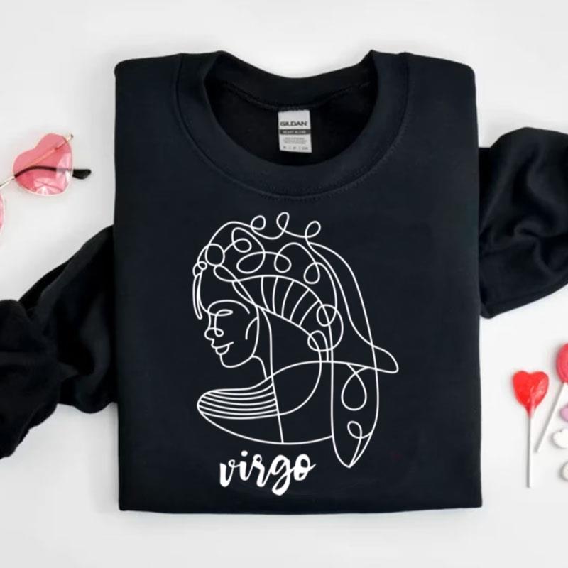Aesthetic Lineart Virgo Astrological Sign Shirts