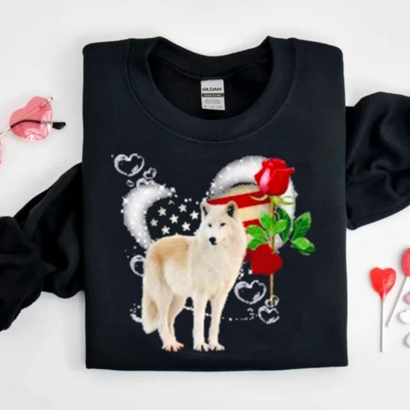 Arctic Wolf Love Rose Shirts