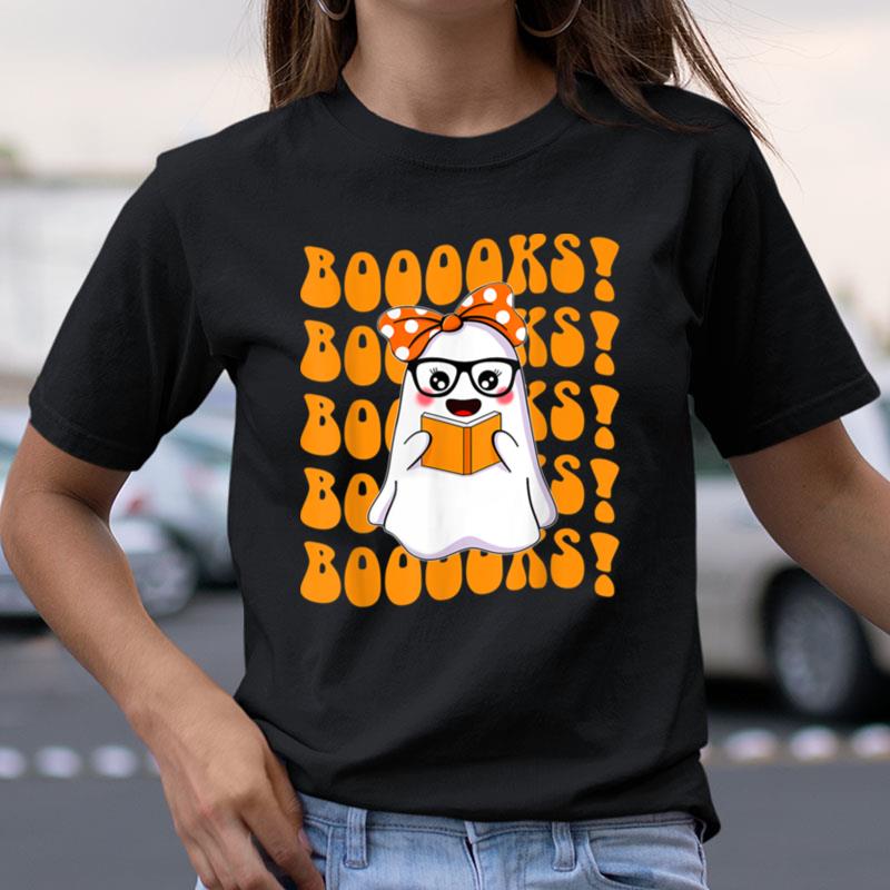 Boo Ghost Reading Books Librarian Halloween Shirts