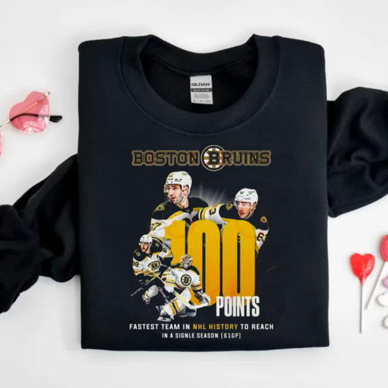 Boston Bruins 100 Points Fastest Team In Nhl History To Reach In A Single Season 61Gp Shirts