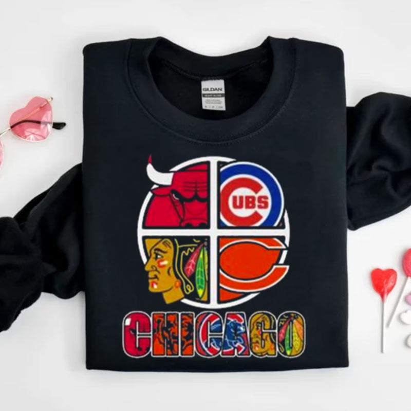 Chicago Big 4 Teams Bulls Bears Blackhawks Cubs Shirts