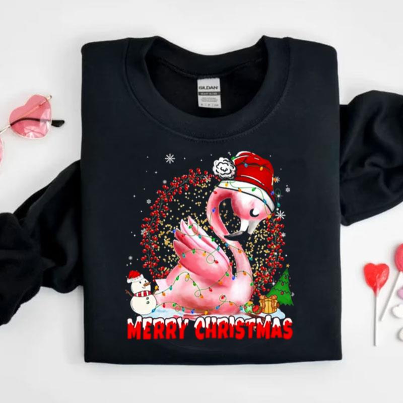 Christmas Flamingos Merry Christmas Light Flamingo Shirts