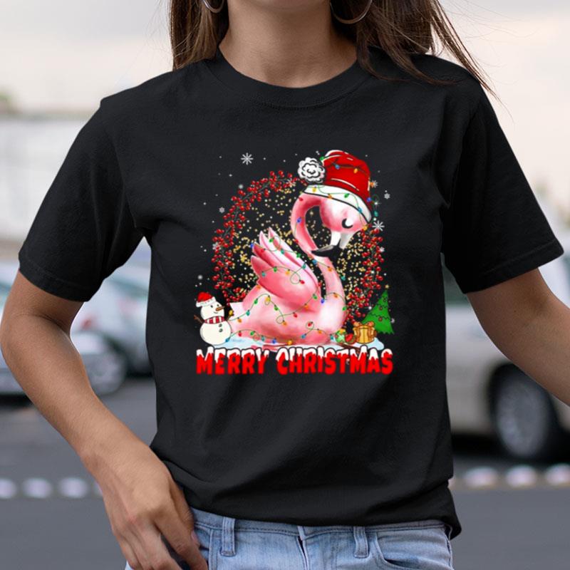 Christmas Flamingos Merry Christmas Light Flamingo Shirts